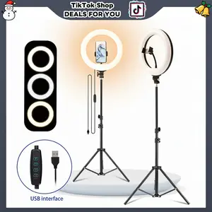 10" Adjustable Selfie Ring Light with Extendable Tripod, 3 Color Temperature Options for Professional Photography, YouTube Videos, Computer Work, Live Streaming, Video Calls, etc#valentine's#new years
