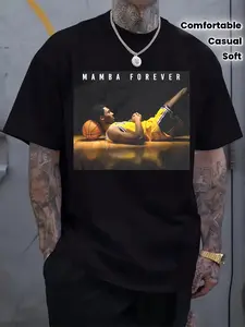 Limited Edition Men's Short-Sleeve Mamba Forever T-Shirt, made of soft and comfortable fabric, this men's casual graphic short-sleeve shirt features a bold design, classic cut, and can be worn year-round. A perfect gift and a collector's item.