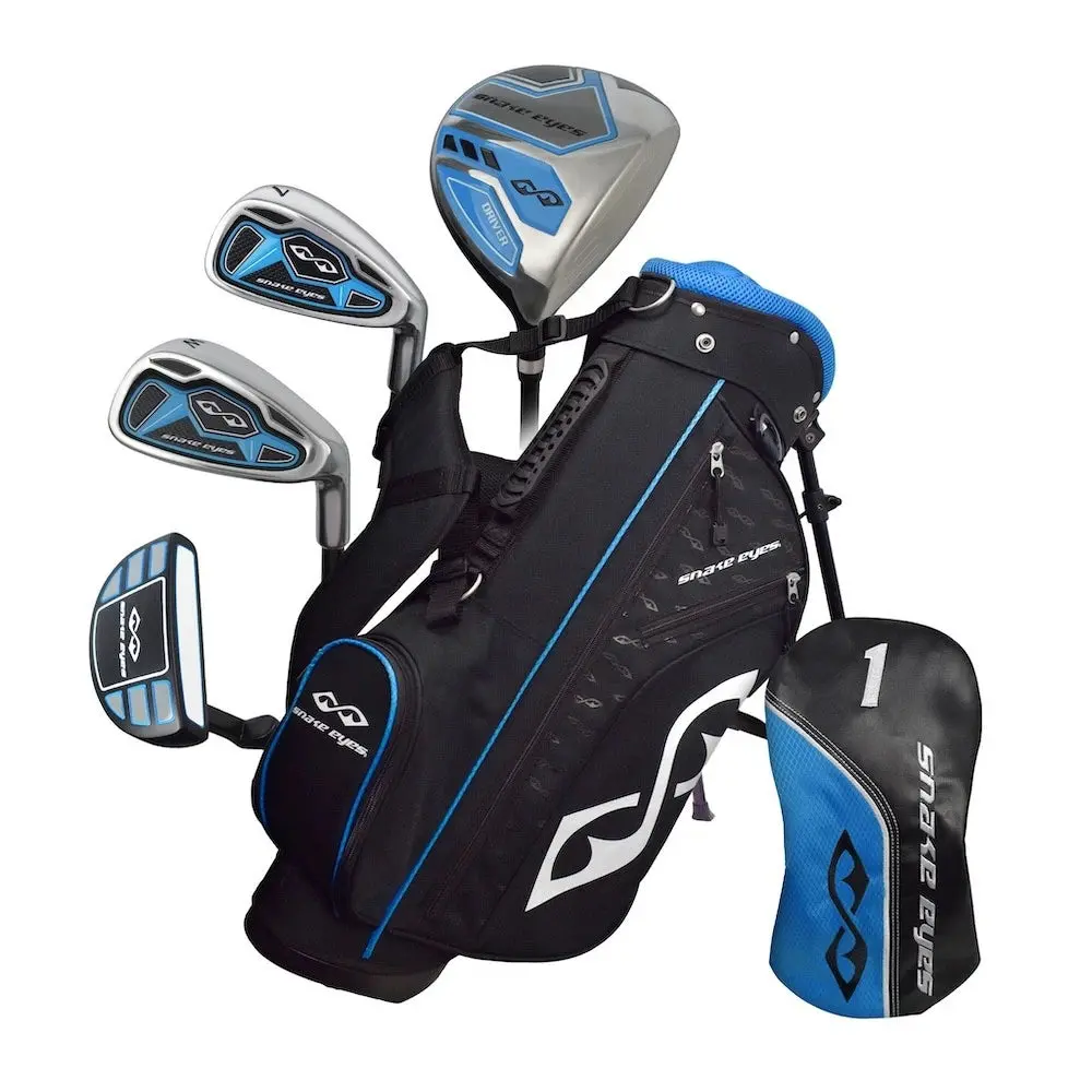 Snake Eyes Junior Golf Club Set | 6-Piece | Ages 6–8 | Black/Blue | Driver, 7 Iron, Wedge, Putter, Stand Bag & Headcover