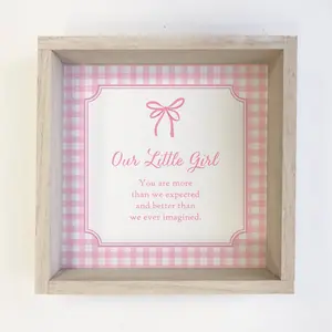 Our Little Girl Sign Pink Gingham