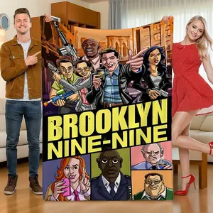 Brooklyn Nine-Nine TV Show Blanket - Official Characters (Jake, Amy, Charles, Donna, Terry, Rosa, Holt, Boyle, Hitchcock) - Soft Flannel All-Season Couch Bedspread - Birthday, Christmas Gift For Fans - Perfect For Home, Office, Camping