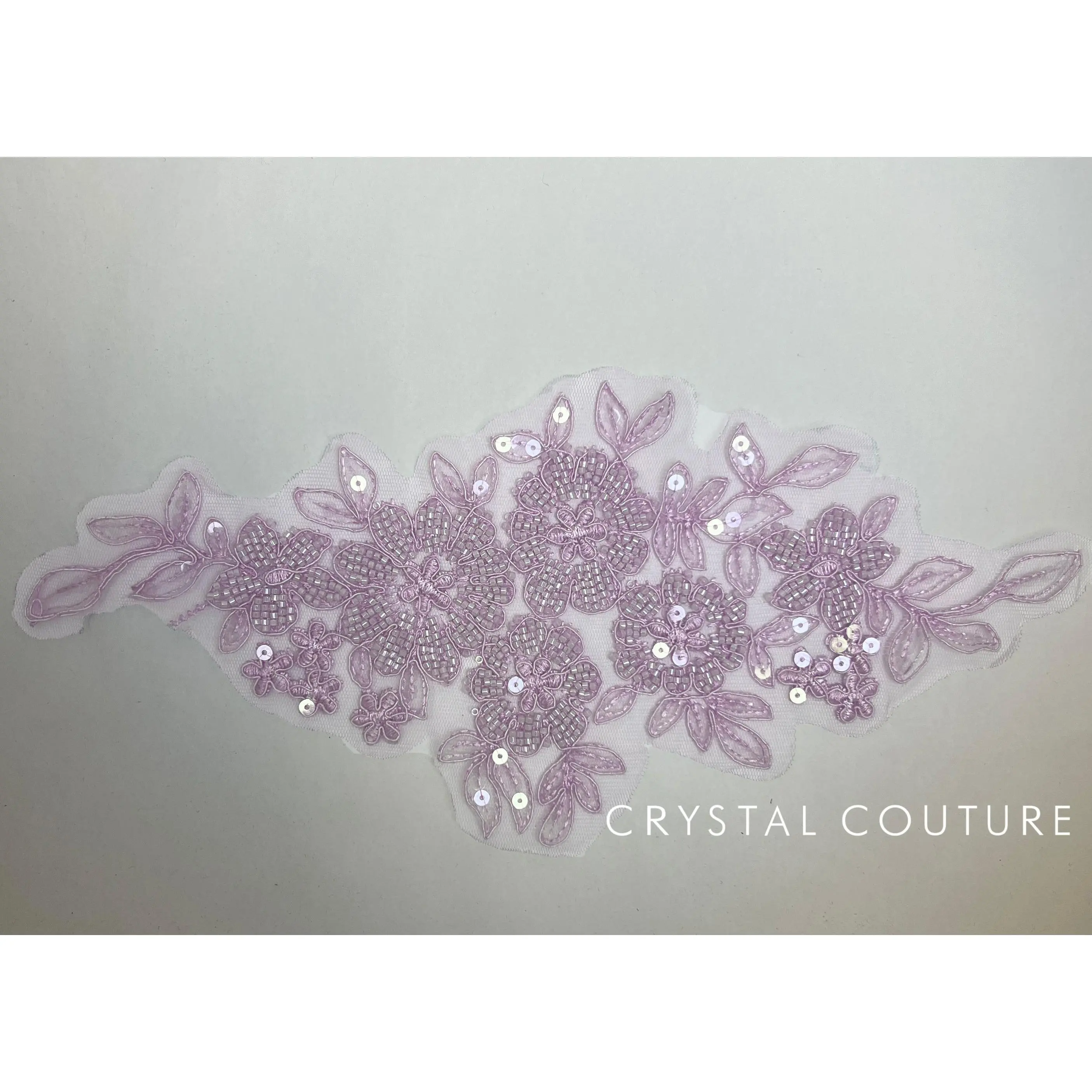 Purple Embroidered and Beaded Floral Applique
