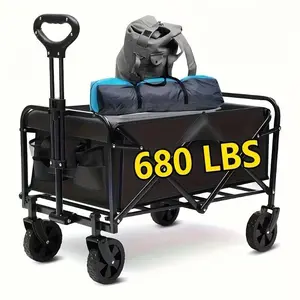 Heavy Duty Folding Wagon 680LBS All Terrain Utility Cart Large Capacity