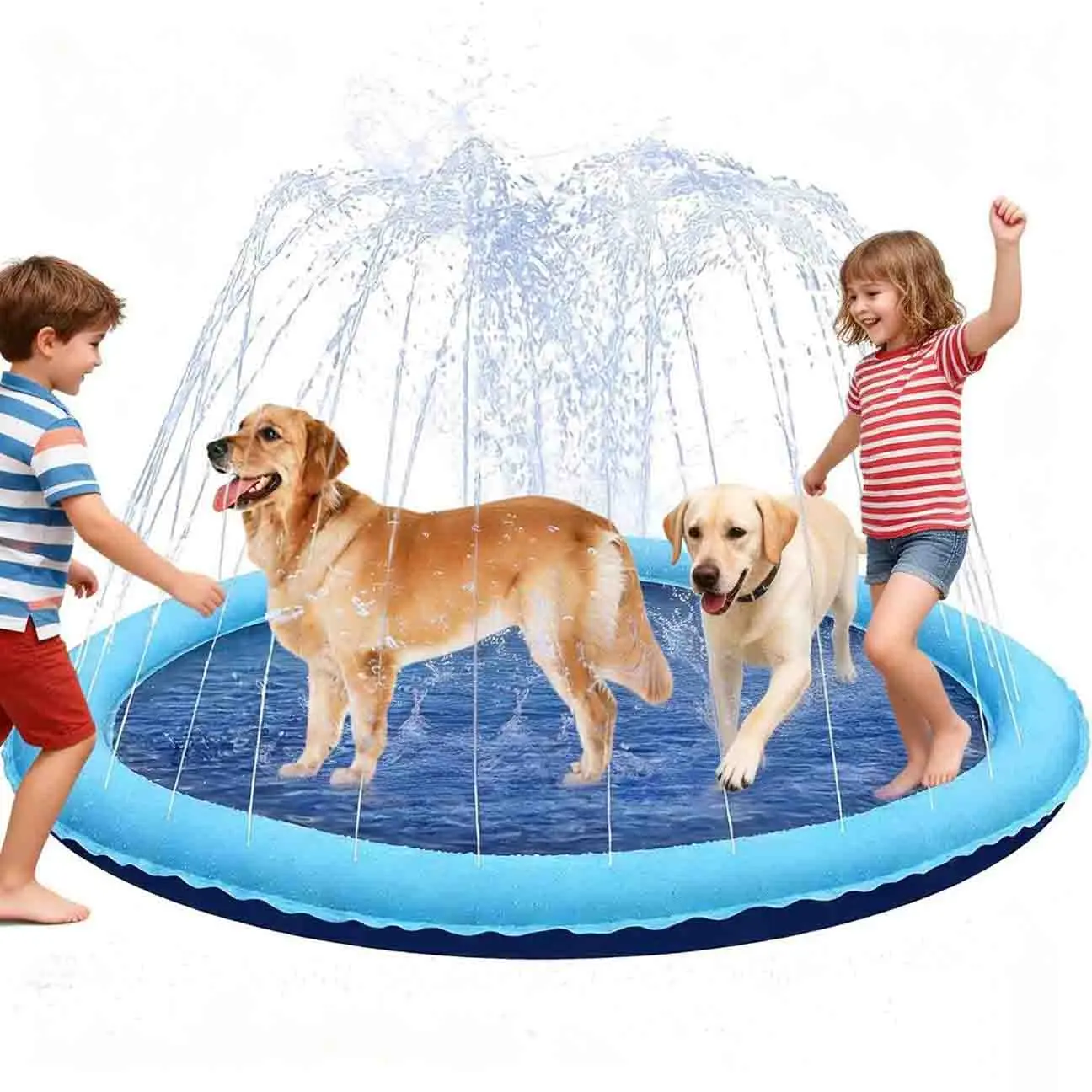 Dog Pool, Outdoor Water Sprinkler for Dogs, Portable Non-slip Splash Pad Pet Play Bathing Sprinkler, #backtoschool,Outdoor Pet Shower Pad for Daily Use, Outdoor Water Soaker for Dogs and Kids