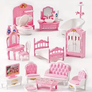 Mini Doll Furniture Set for Kids, 4 Room Themes for Educational Role Play, Perfect Gift for Birthdays & Christmas, Miniature Furniture