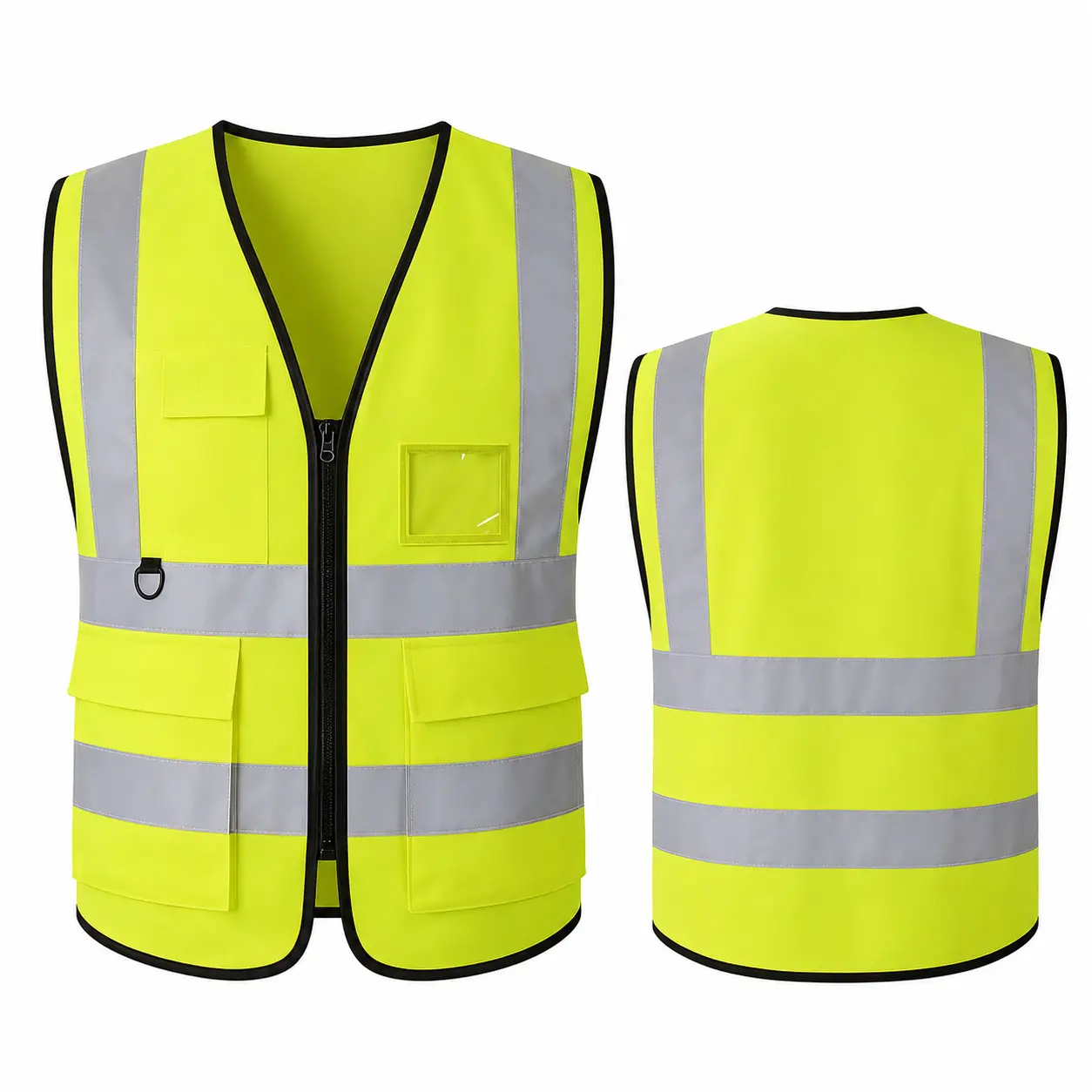 Multi‑Color Unisex Reflective Safety Work Vest, Trendy Zipper Closure Hi‑Vis Waistcoat, Breathable Polyester Fabric For Construction & Road Work M‑5XL