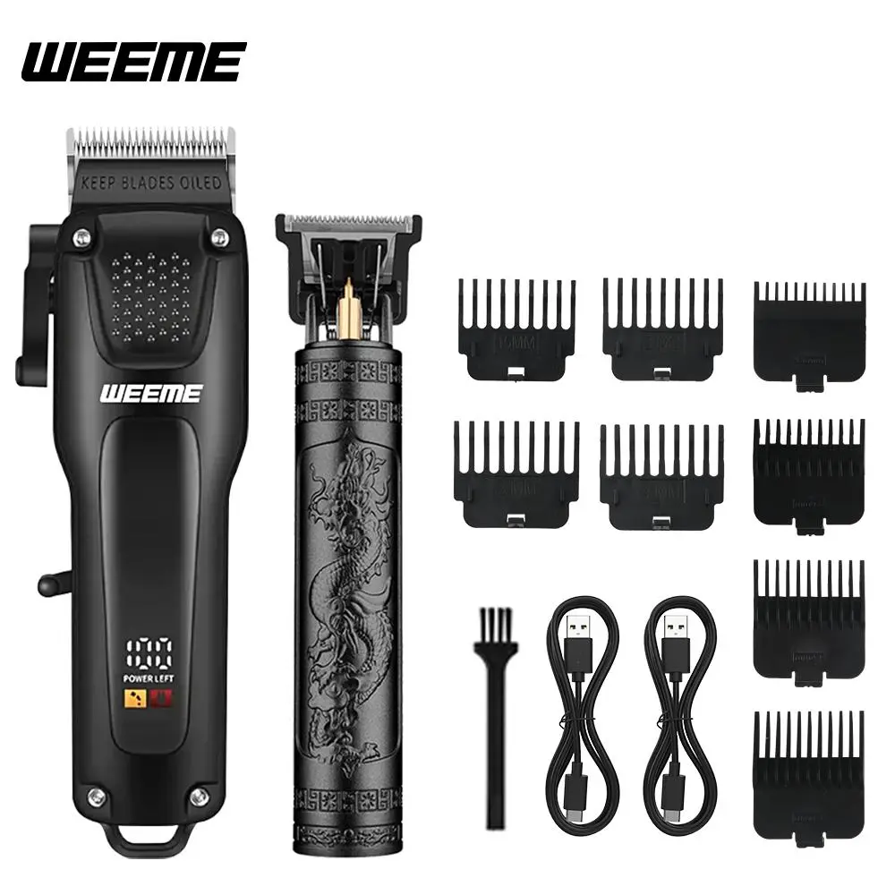 2 in 1 Men's Grooming Kit, Electric Razor & T-shape Trimmer with 8 Hair Combs & Precision Clippers, Professional Hair Trimmer for Men, USB Rechargeable Clipper, Combo Clipper