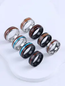 Vintage Mixed Color Stainless Steel Ring, 8pcs Fashion Accessories for Men & Women, Casual Jewelry for Party, Daily Clothing Decor, Stackable Rings, Stacking Ring Set