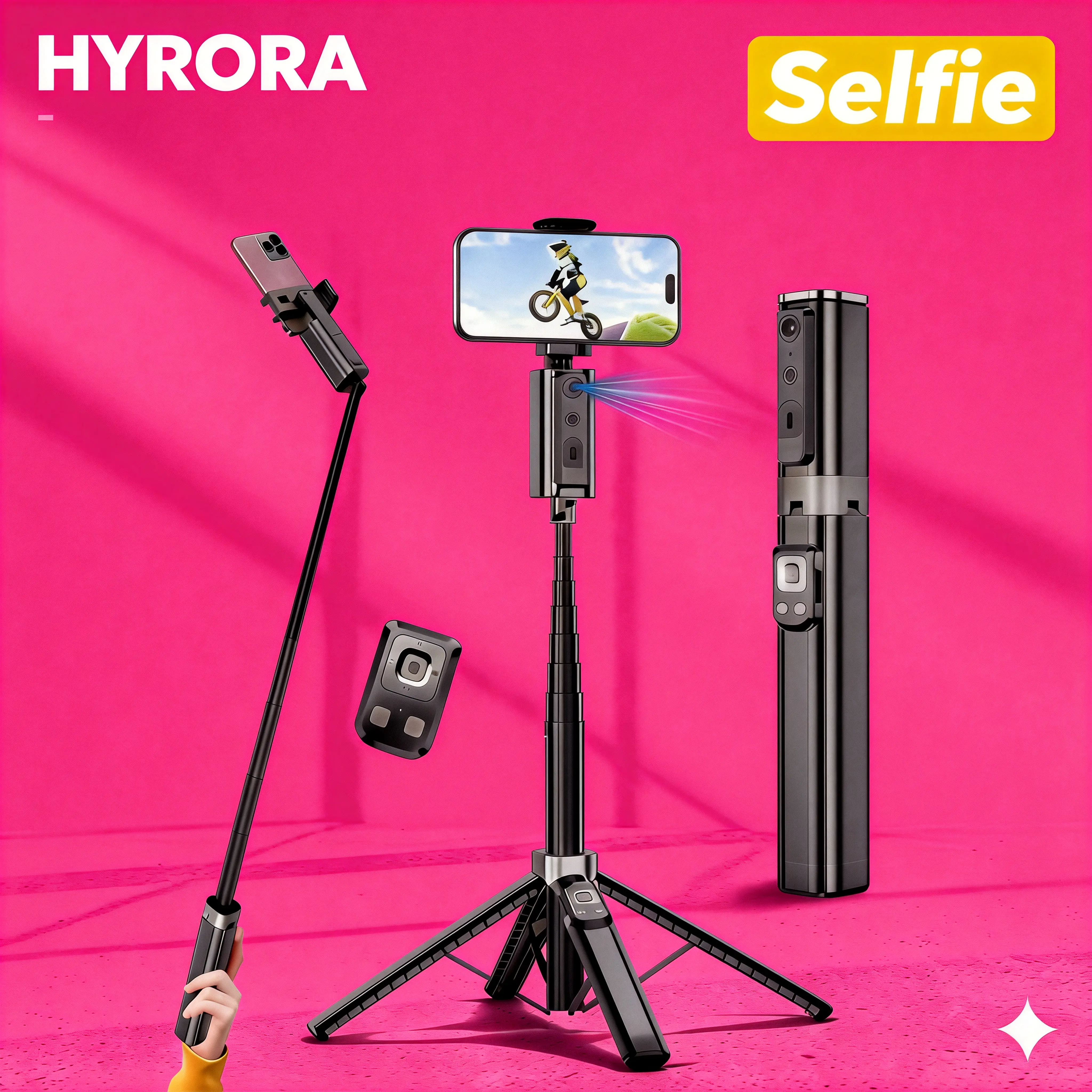 Automatic Smart Face Tracking Smartphone Selfie Stick with 64-in Travel Tripod, 360° Rotation, No-App Gesture Control, Portable Gimbal Vlogging Kit for iPhone, Android Mobile Phones (Remote-Ready for Content Creators)