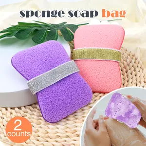 2 Counts Sponge Soap Saver Pouch, Durable Bath Scrubber for Everyday Use