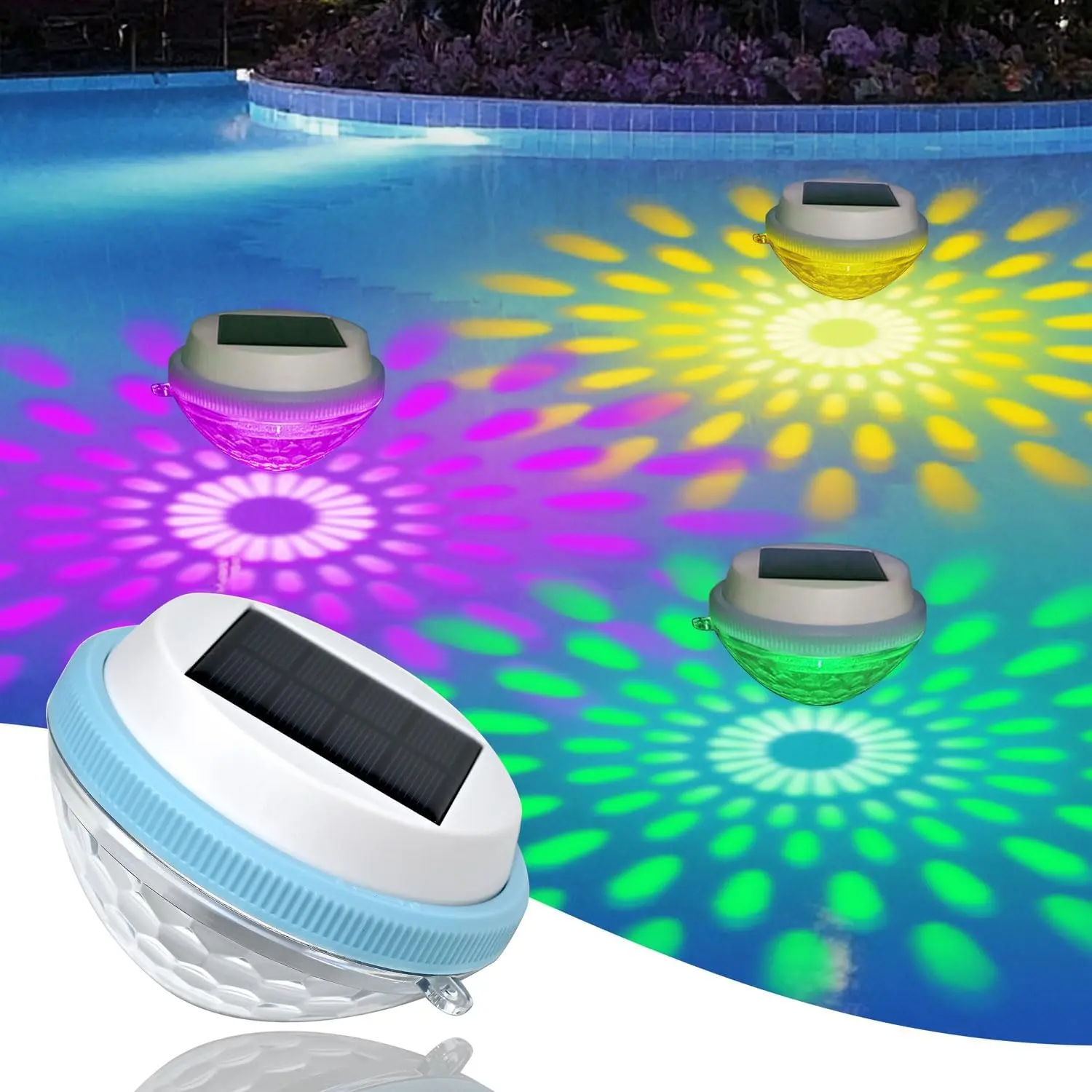 Solar Floating Pool Lights, RGB Pool Lights with Remote Control, IP68 Waterproof for Above-Ground Pools, Pool Parties, Inground Pools & Hot Tubs