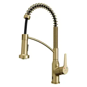 Alston Brushed Gold Touchless Kitchen Faucet – Motion Sensor Activation, Pull-Down Spray, High Arc Spout, 360° Swivel, ADA Compliant, Dual Function Spray, Lead-Free Brass, 1.8 GPM, Easy Install with Mounting Kit