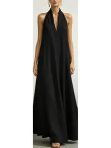2026 New Arrival Women's V-Neck Sleeveless Casual Dress, Womenswear Solid Color Summer Fashion Dress, Perfect for Daily Wear & Leisure Activities