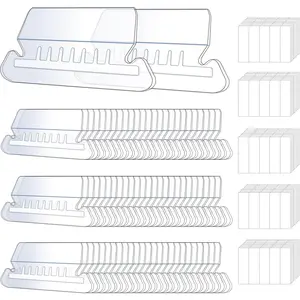 50 Set Clear Plastic Hanging File Folder Tabs with Paper Inserts Transparent Labels for Quick Identification