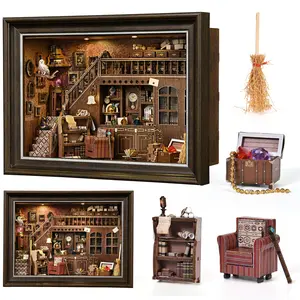 Book Nook Kit Secret Attic DIY 3D Wooden Puzzle, Bookshelf Insert Dollhouse Model, Bookend Building, Home Decoration, Photo Frame, Miniature Furniture