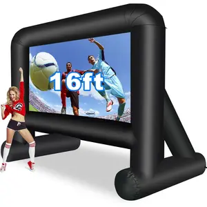 16 Feet Inflatable Movie Screen Outdoor, Projection Screen with Air Blower, Tie-Downs and Storage Bag - Easy Set up, Blow Up Screen for Backyard Movie Night, Theme Party Audio christmas 2024 ornament springtok Portable