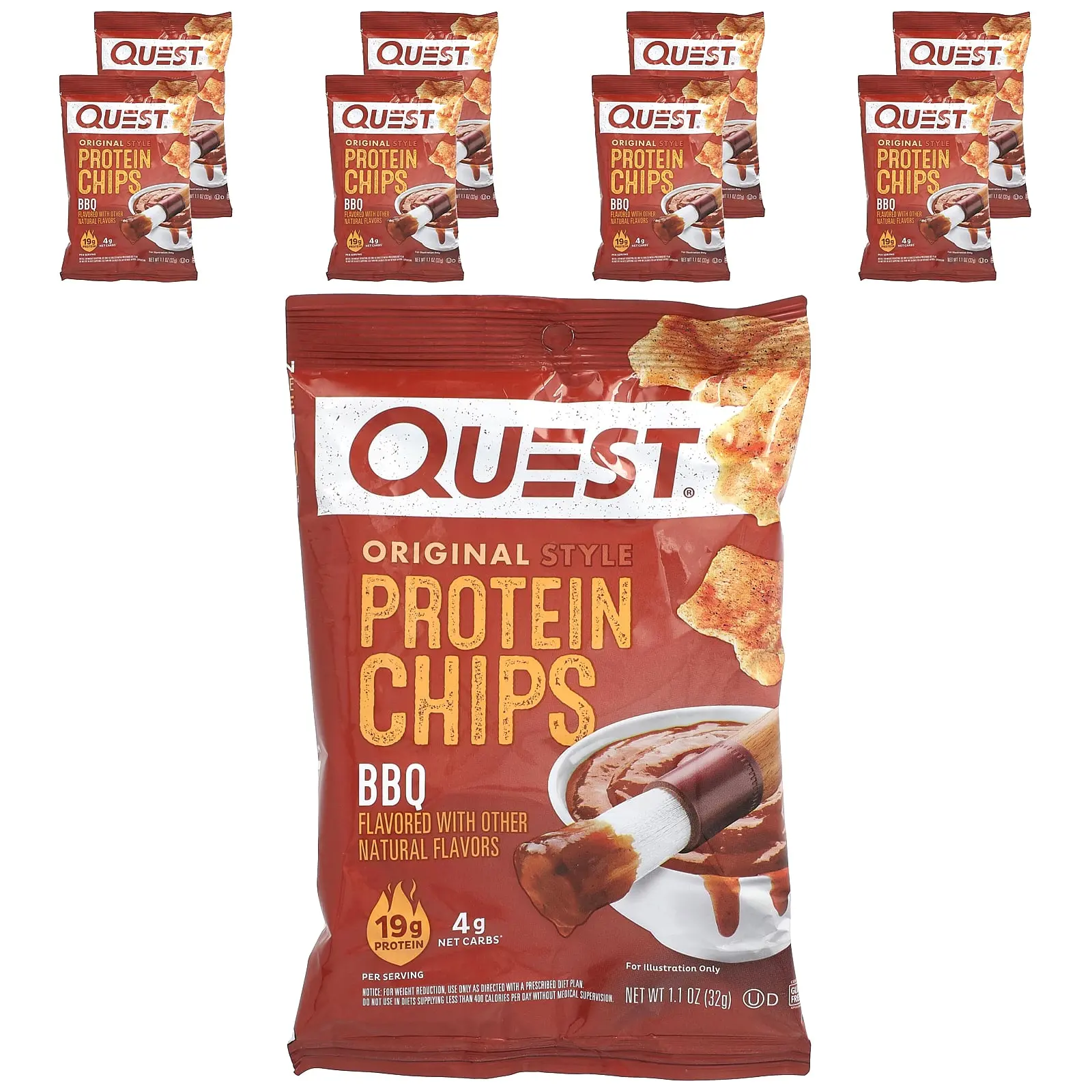 Quest Nutrition Original Style Protein Chips, BBQ, 8 Bags, 1.1 oz (32 g) Each Quest Nutrition Original Style Protein Chips, BBQ, 8 Bags, 1.1 oz (32 g) Each