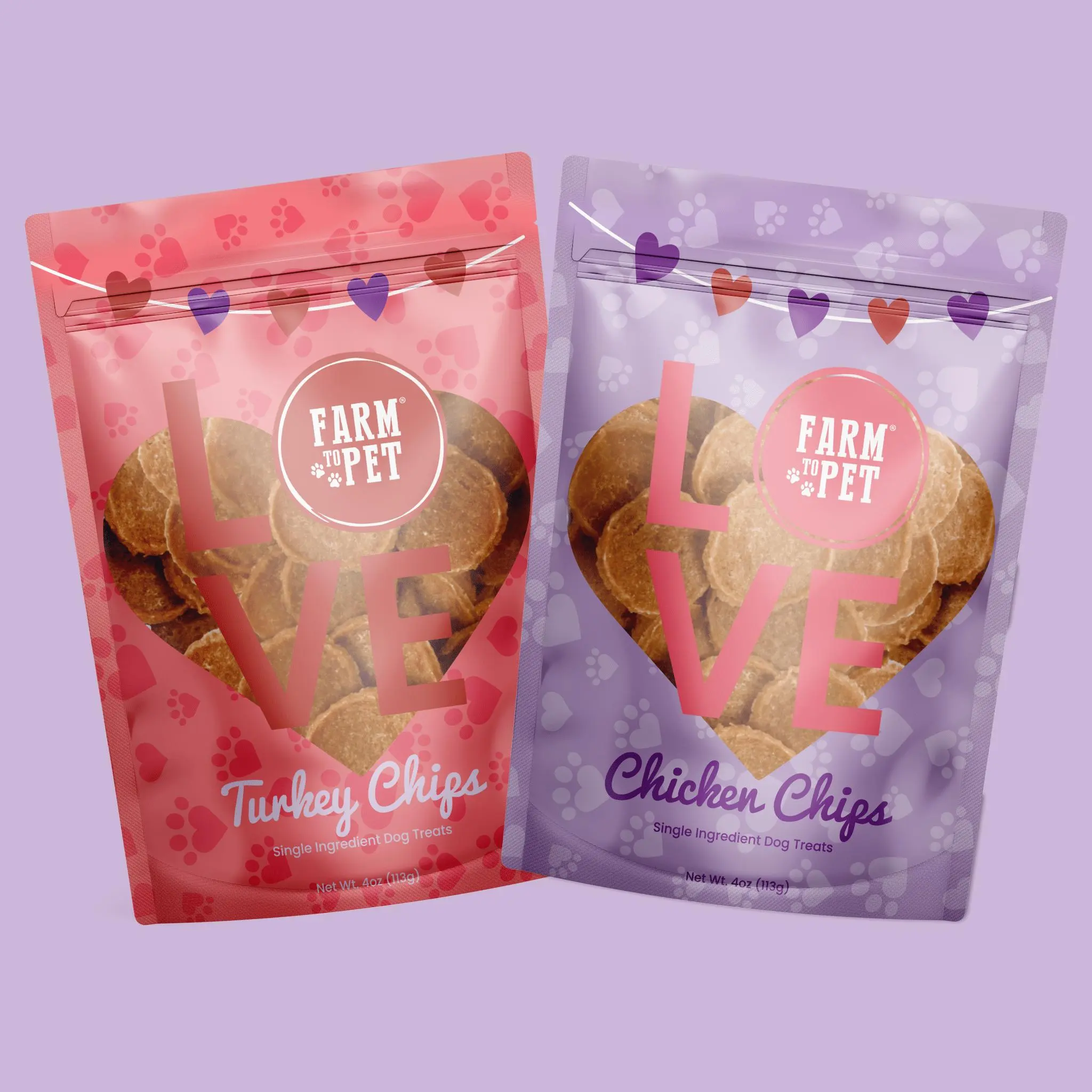 Puppy Love Natural Dog Treat Duo - Poultry Chip Variety Pack with Chicken & Turkey Flavors