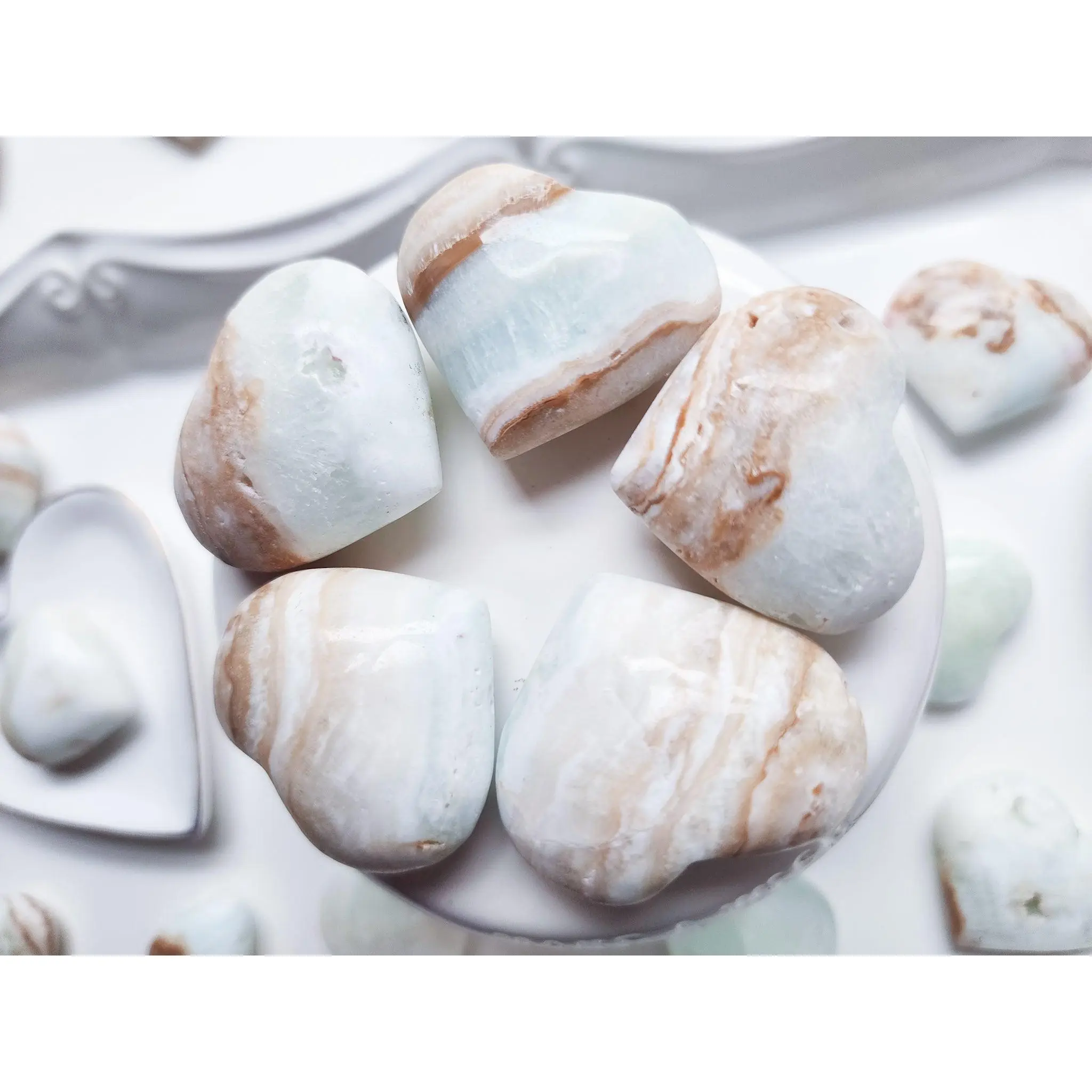 Caribbean Blue Calcite Mini Hearts