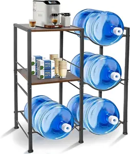 Heavy-Duty 3-Tier Water Jug Organizer: Holds 4x5-Gallon Bottles + Dispenser, 300LB Capacity - Space-Saving Rack for Kitchen, Office, Gym