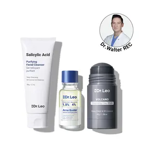 Dr.Leo 3-Step Acne Routine Set | Fast Pimple Spot Treatment +  Unclog Pores + Reduce Breakouts + Oil Control | Clay Mask Stick + Salicylic Cleanser + Drying Lotion #mothersdaygift #Summervibes