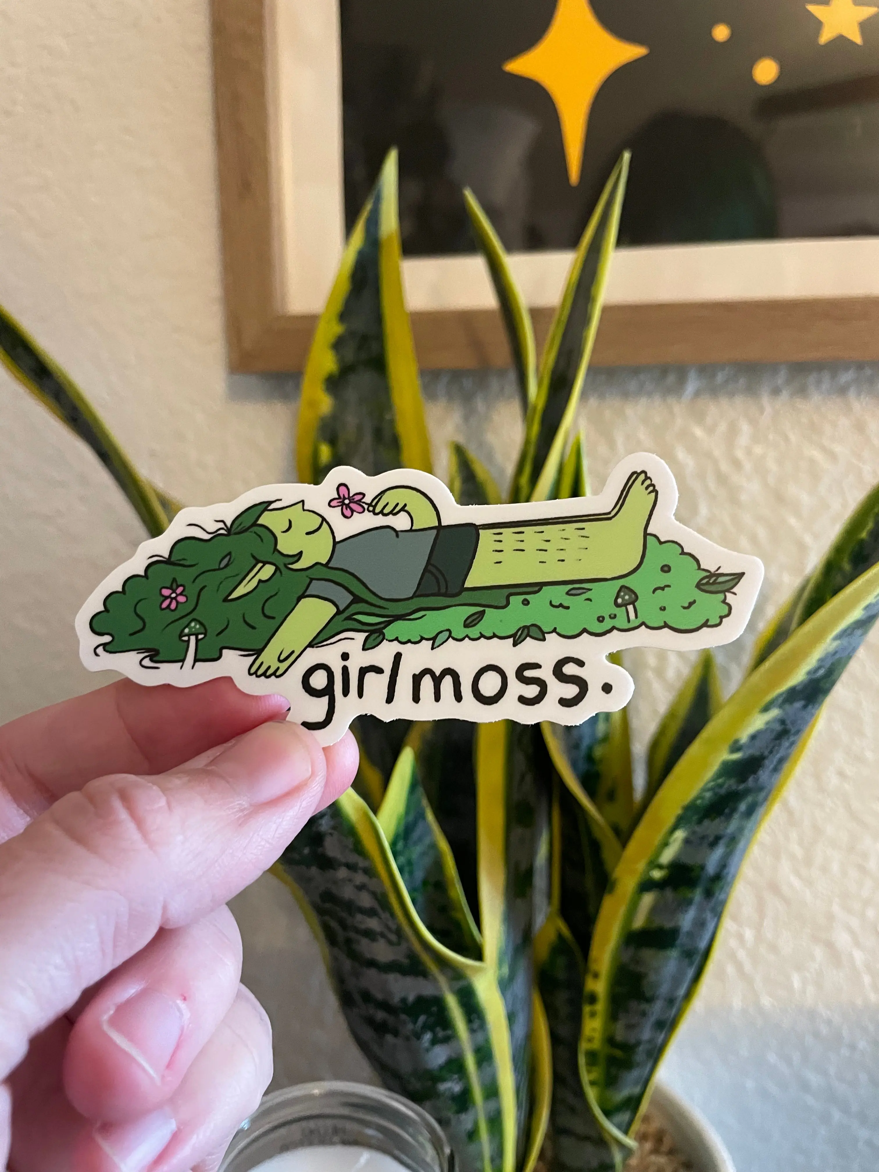 girlmoss 4x2 inches high quality sticker, die cut girlmoss 4x2 inches high quality sticker, die cut