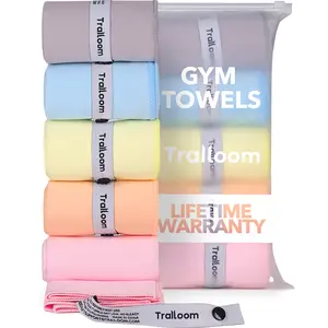 Gym Towels - Microfiber Workout Towels, Quick Dry, Highly Absorbing, Odor-Free, for Women & Men - Sweat Towel for Hot Yoga, Tennis, Running, Exercise, Working Out, Camping, Set of 5