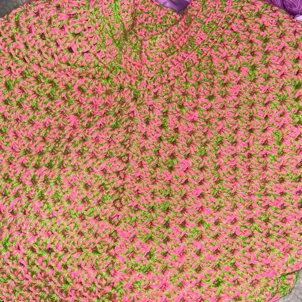 Green and pink poncho