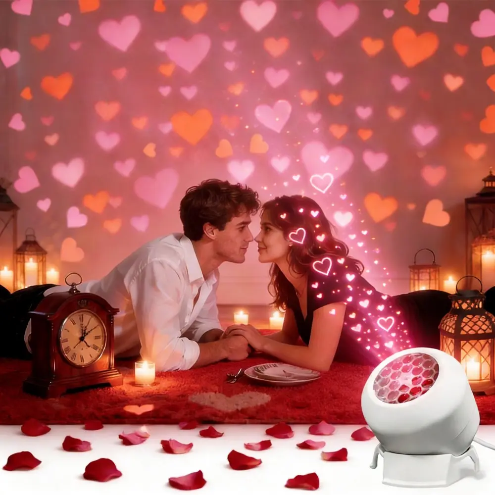 1pc USB-Powered LED Heart-Shaped Projection Light, Adjustable Angle, Romantic Valentine'S Day Decorative Lamp, Party Lighting Decoration, for Parties, Weddings, and Special Occasions
