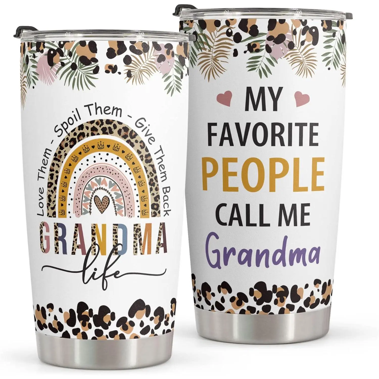 20oz Portable Stainless Steel Insulated Travel Coffee Tumbler with Lid, Floral Design, Ideal Nana Gift for Grandma, Mother's Day/Birthday Present (Kitchenware Beverage Vacuum Flask, Insulated Travel Drinkware)