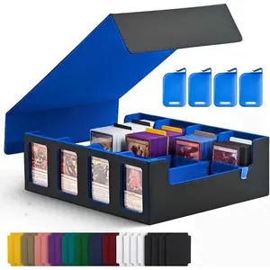 Trading Card Storage Box 2400+ Capacity  – MTG Commander Deck Box with 24 Colorful Divider Tabs – TCG Card Holder for PTCG, Sports, Football & Baseball Cards