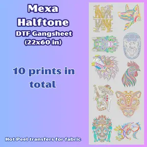 G61 Mexa Half Tone DTF Gangsheet transfers for shirts