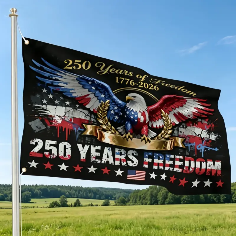 3x5 Ft 250 Years of Freedom 1776‑2026 Eagle American Flag, Patriotic USA 250th Anniversary Outdoor Banner, Fade‑Resistant Distressed Eagle Yard Flag for Independence Day Decor