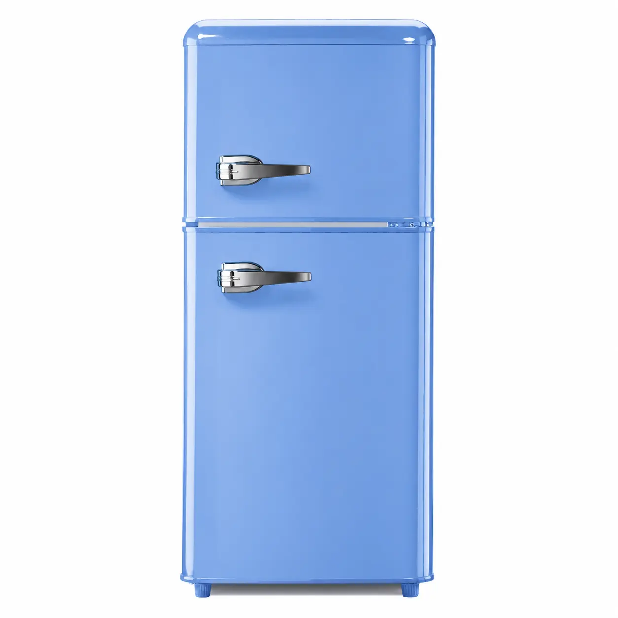 3.2 Cubic Ft. Retro 2-Door Compact Mini Fridge with Freezer - Blue Vintage Energy Efficient Refrigerators, Adjustable Temp, 7-Level Thermostat, Adjustable Glass Shelves, 0.54-0.62 kwh Daily Quiet Appliance for Home, Office Use, Ice Tray