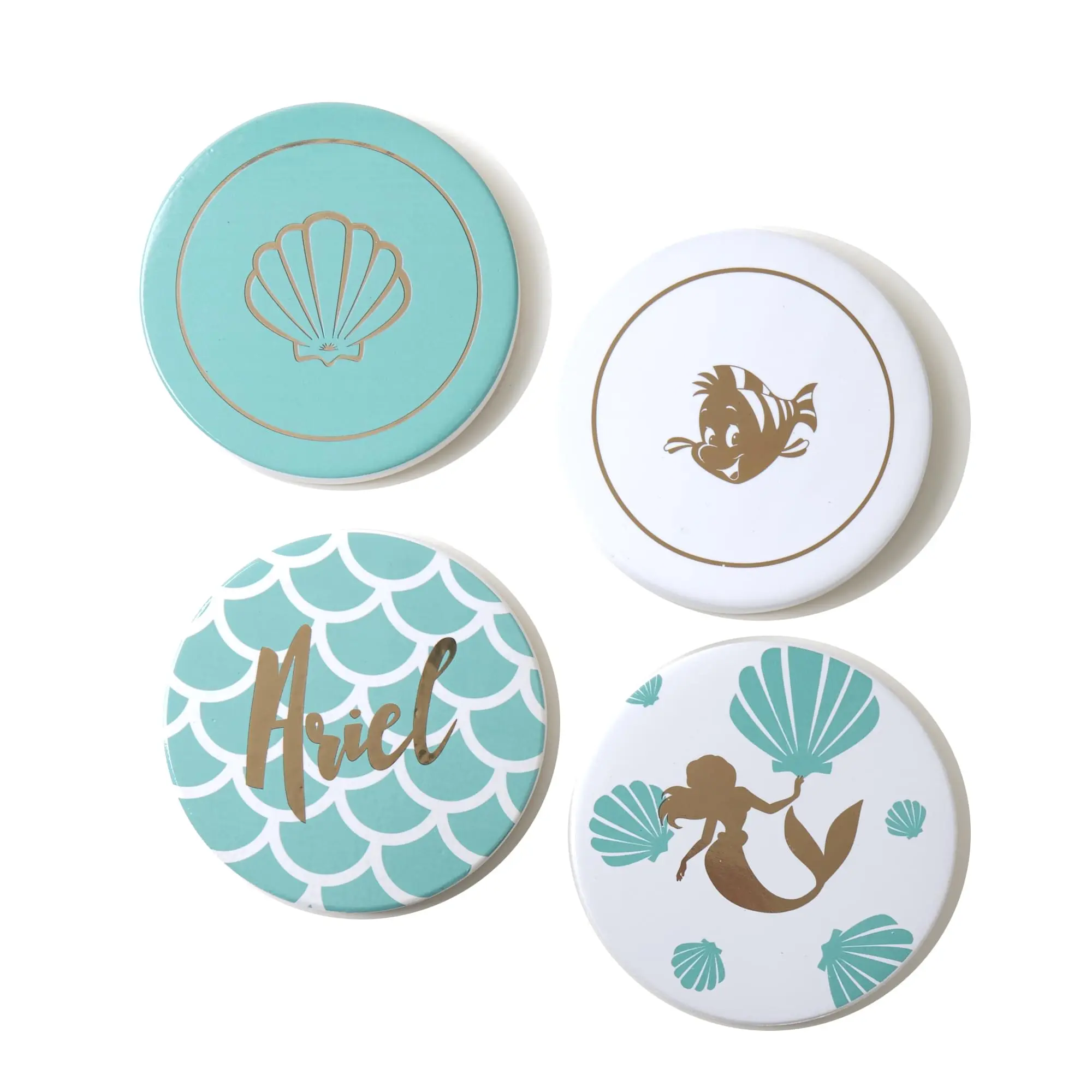 Disney The Little Mermaid 4-Piece Stylish, Durable Ceramic Coaster Set, Kitchen & Bar Tableware for Indoor Use