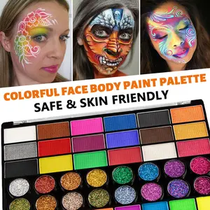 42-color water-based face & body oil paints + 10 paint brush set—easily create various body and face designs with strong color coverage, easy to clean, residue-free, and featuring glow-in-the-dark and glitter effects that make you shine at night.