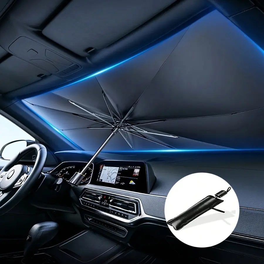 【Summer Survivals】JOYTUTUS 55in x 31in 2026 Heat Reflective Front Window Automotive Glass Sunshade - Blocks 99% Heat, Universal Fit for Cars & SUVs, Vehicle Accessories, Summer Car Visor Accessory Car Privacy Curtain