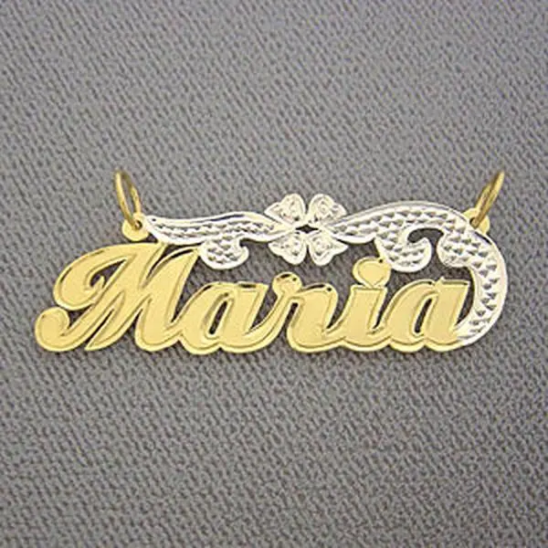Personalized Gold Name Pendant Two Tone Charm NT18