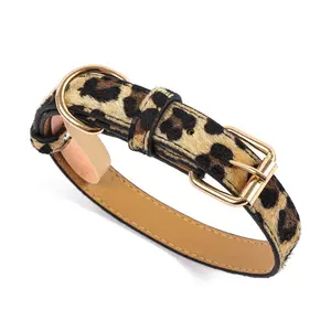 Dog Collar , Stylish Animal Print Dog Collar, Adjustable Pet Collar with Reinforced Leash D-Ring, Fashion Designer Collar for Small & Medium Dogs (Leopard  Print & Snake Print)