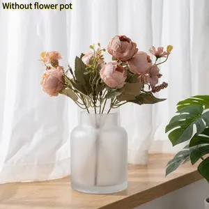 Vintage Burn Edge Peony Hydrangea Artificial Flowers Bouquet, 3pcs Silk Faux Floral Arrangement for Home Decor & Weddings, Lifelike Artificial Flower, Artificial Flower Decoration