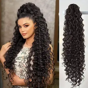 Natural Invisible Clip On | Drawstring Ponytail Hair Extension for Women | Long Small Curly Style | Easy to Wear High Ponytail | Soft Lightweight & Comfortable for Daily & Party Use