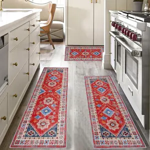 Kitchen Rug Sets 3 Piece with Runner Non Slip Boho Kitchen Rugs and Mats Washable Kitchen Mats for Living Room Entryway laundry Room  Holiday Decor