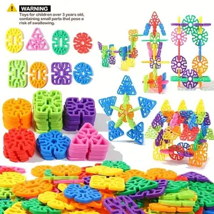98pcs Snowflakes Building Blocks: Fun DIY Assembly Puzzle For Boys & Girls - Thickened Round Hole Puzzle, Educational Toys, Creative Building Block, Stem Building Blocks , Halloween/Thanksgiving Day/Christmas gift