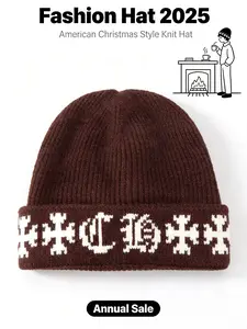 Black Friday! [Cross Rune Knit Cap] | Letter Jacquard Gothic Style | Thermal Warmth | Gothic Street Wear | Daily Skate & Rock | Color Options