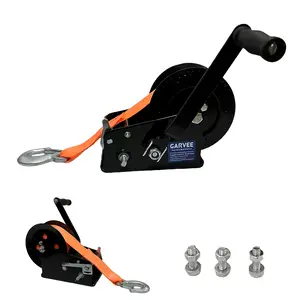 3500lbs Heavy Duty Hand Crank Boat Trailer Winch, Equipped with 33FT Strap, Dual-Speed 4:1/8:1 Gear Ratio and 2-Way Ratchet, Multipurpose Winch for Boat, Trailer, Truck, RV, ATV and Jet Ski