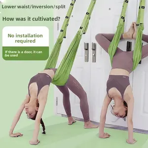 Aerial yoga sling Household yoga rope One-word horse inverted lower waist training equipment Hanging door stretching belt Elastic rope