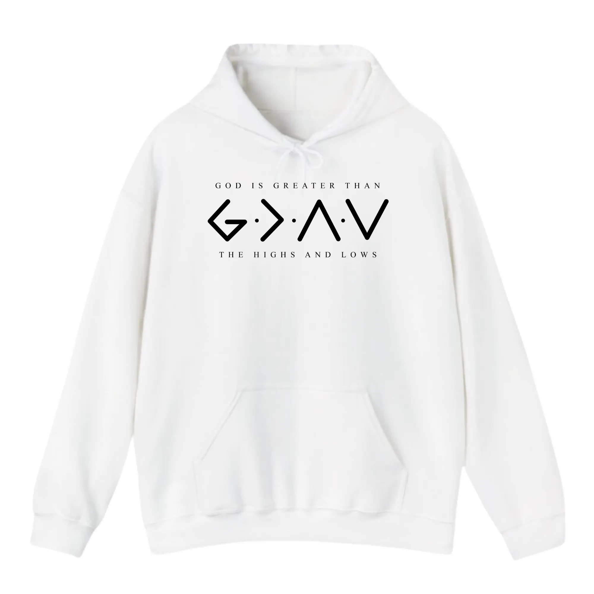 Jesus Hoodie – God Is Greater Than the Highs and Lows Christian Hoodie, Faith Pullover, Inspirational Bible Verse Hoodie, Unisex Religious Apparel, Christian Gift for Men and Women