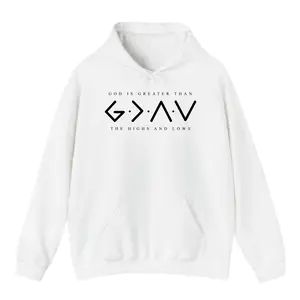 Jesus Hoodie – God Is Greater Than the Highs and Lows Christian Hoodie, Faith Pullover, Inspirational Bible Verse Hoodie, Unisex Religious Apparel, Christian Gift for Men and Women
