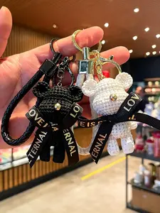 2-Pack Cartoon 3D Yarn Bear Car Keychain, Cute Teddy Bear Pendant, Unisex Bag Charm, Creative Gift, All-Season Accessory, Keychain Kawaii, Keychain Accessories