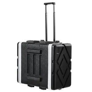VEVOR 6U Rack Case, Standard 19 in Depth, Server Rack Cabinet with ABS Construction Wheels Heavy-Duty Twist Butterfly Latches, Detachable Front & Back Panels, for Amps, Mixers, Microphone Receivers Durable Luggage Hardshell Abs Luggage